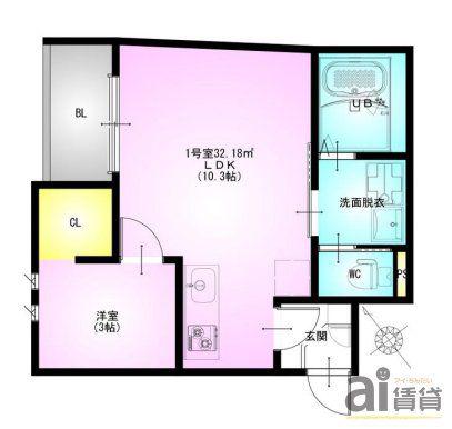 REGALEST狭山(1LDK/3階)の間取り写真