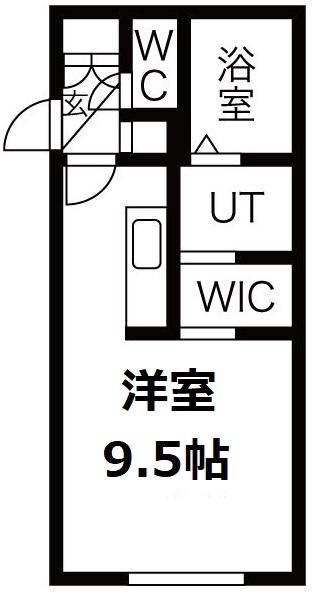 LAULEA学園前(1K/4階)の間取り写真
