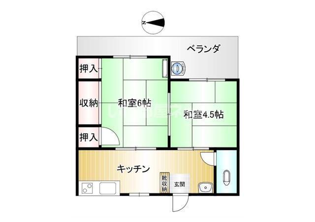 メゾン中須賀(2K/2階)の間取り写真