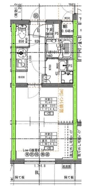 ラヴィエール住吉駅前(2K/3階)の間取り写真