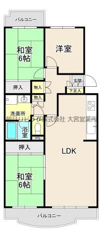 浦和パークハイツ 4号棟(3LDK/5階)の間取り写真