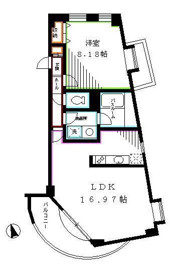 コーナーハウス(1LDK/2階)の間取り写真