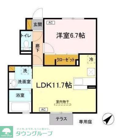 ロイヤルコート(1LDK/1階)の間取り写真