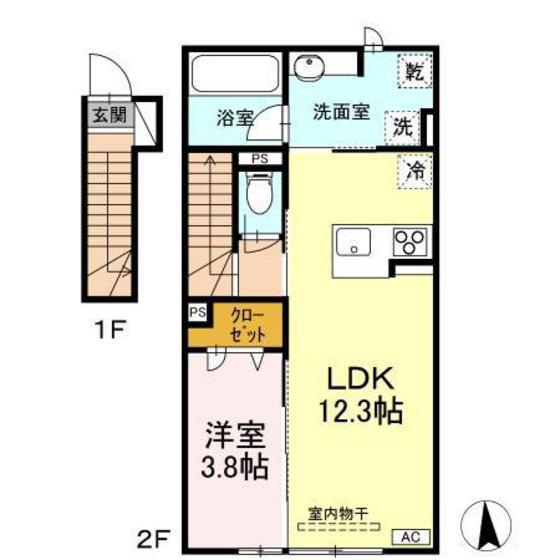 レジデンス翠(1LDK/2階)の間取り写真