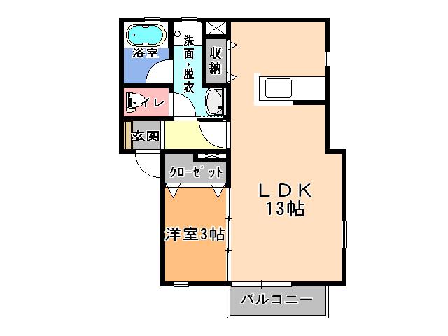 ボヌール2番館(1LDK/1階)の間取り写真