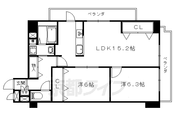 サン・ユーII (2LDK/3階)の間取り写真