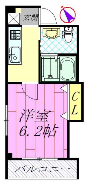 ウッディ(1K/4階)の間取り写真