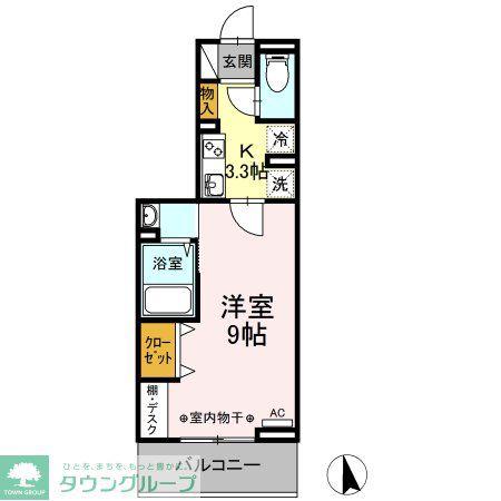 D-ROOMハピネス(1K/3階)の間取り写真