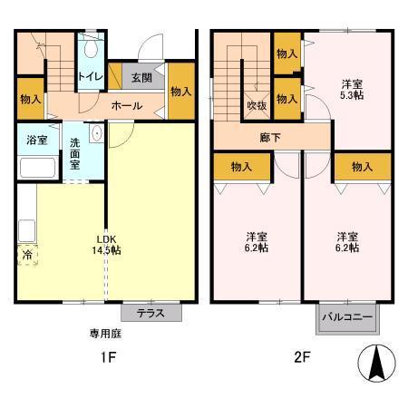 グレイスタウン蘇我A(3LDK/1階)の間取り写真