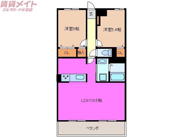 メゾンルミエール(2LDK/1階)の間取り写真