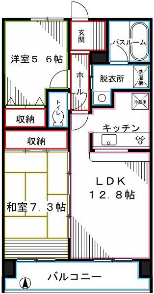 アビタシオン(2LDK/3階)の間取り写真