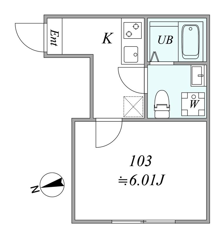 INTERVIA KAMATA(1K/1階)の間取り写真