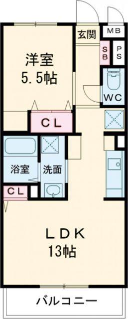  レジデンスガーデン(1LDK/2階)の間取り写真