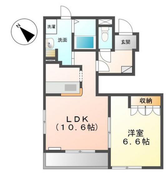 パインハウス寺家(1LDK/1階)の間取り写真