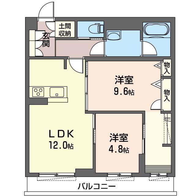 フィナンシェ(2LDK/2階)の間取り写真