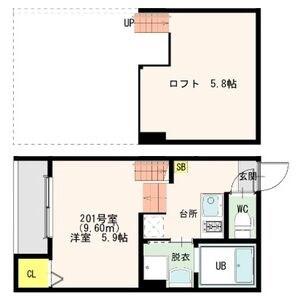 SANCTUARY(1K/2階)の間取り写真