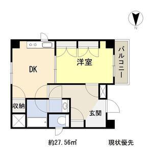 南黒門マンション(1DK/8階)の間取り写真