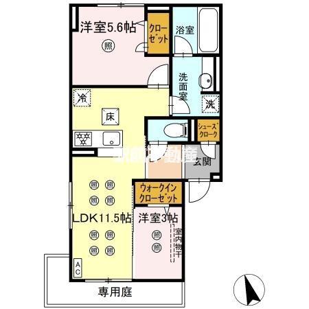 NEW LIFE大保(2LDK/1階)の間取り写真