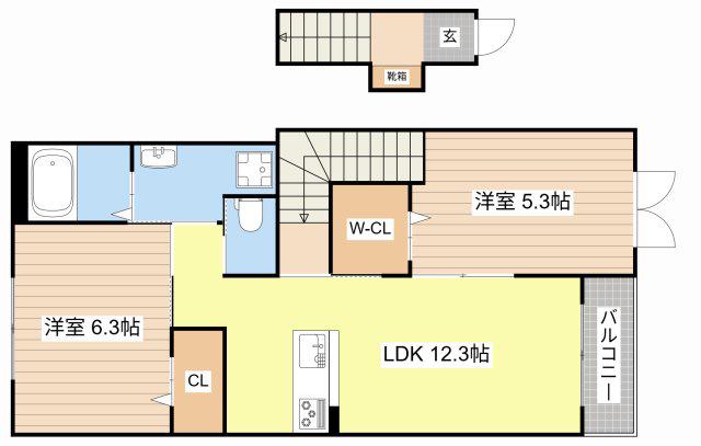 EVER GREEN(2LDK/2階)の間取り写真