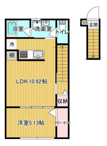 シャインアーチE(1LDK/2階)の間取り写真