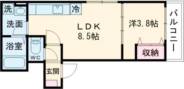 コティ光善寺(1LDK/1階)の間取り写真