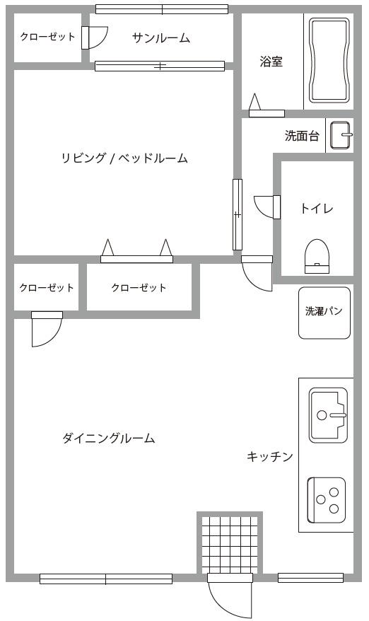 フジビル(1LDK/2階)の間取り写真