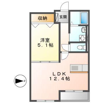 ハートフルタウン・参番館(1LDK/1階)の間取り写真