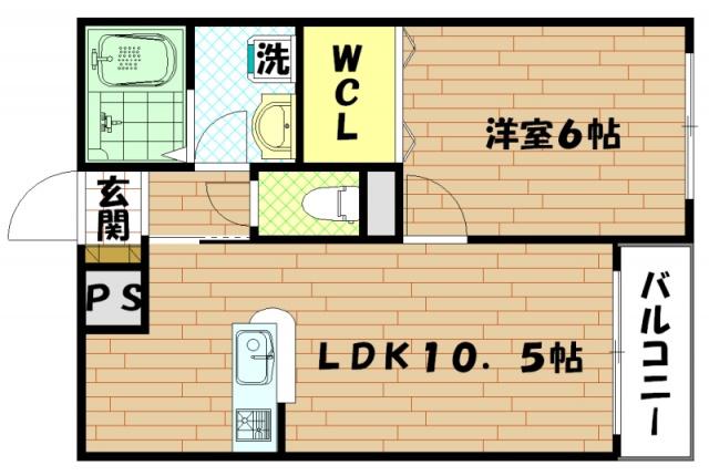 エスペランサ日吉(1LDK/2階)の間取り写真