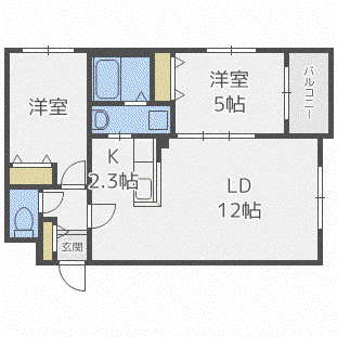 テラス ココロ(2LDK/3階)の間取り写真
