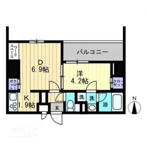 リアライズ瓦町(1DK/4階)の間取り写真