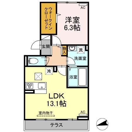 プレステージア厚南北I(1LDK/1階)の間取り写真