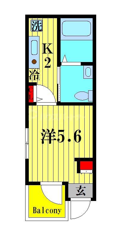 サンライト・ミラ(1K/2階)の間取り写真