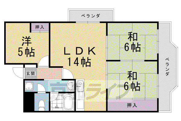 パルテ西京極(3LDK/1階)の間取り写真