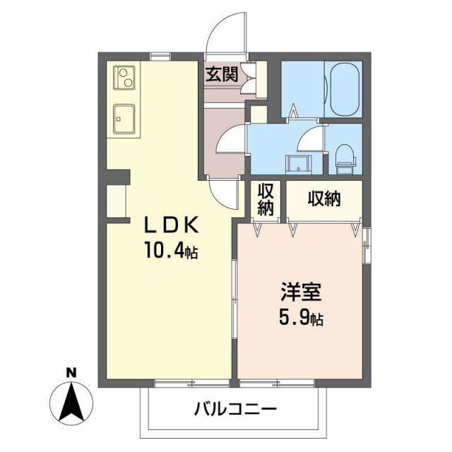 ルミエール大坂 A(1LDK/2階)の間取り写真