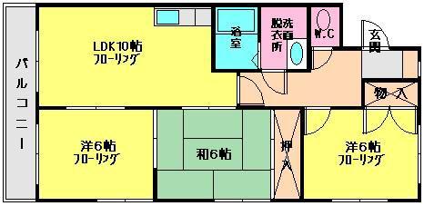 シャトレ冨永 Ⅰ(3LDK/3階)の間取り写真