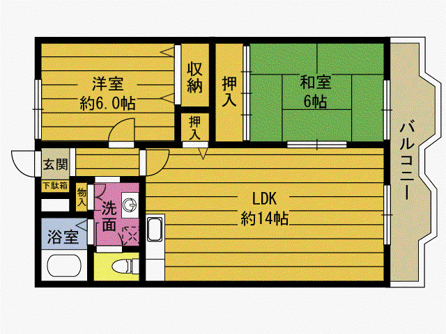 豊島コーポI(2LDK/3階)の間取り写真