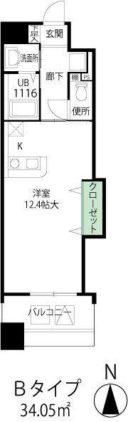 パストラーレ江坂(ワンルーム/4階)の間取り写真