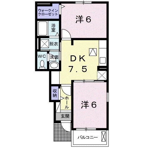 グレイス・ベルI(2DK/1階)の間取り写真
