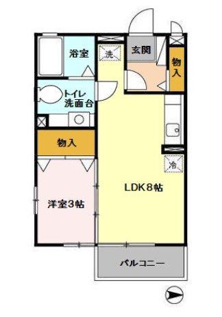 リビングタウン石川町AB(1LDK/2階)の間取り写真