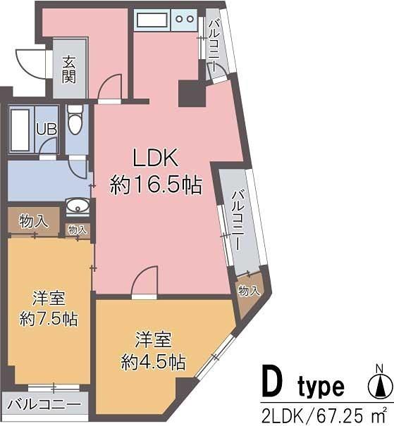 神戸タケサンハイツ(2LDK/2階)の間取り写真