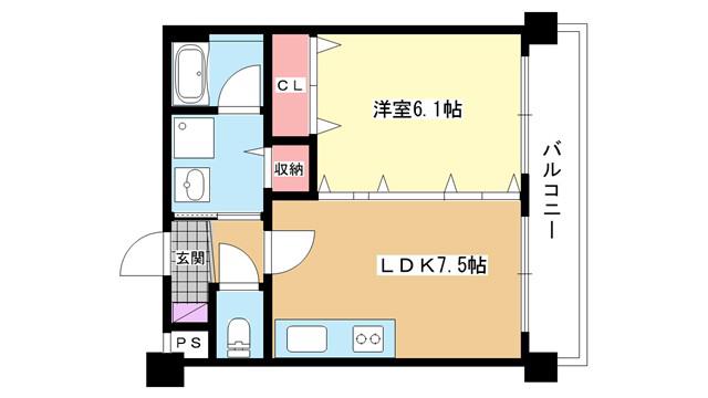 ラ・セーヌ蛍池(1LDK/2階)の間取り写真