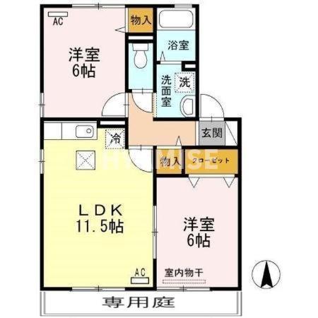 ウィルモア宮小路A(2LDK/2階)の間取り写真