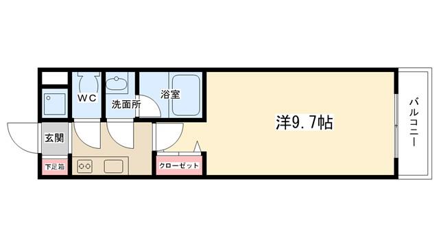 フルール(1K/2階)の間取り写真