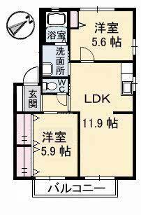 ディアス和田(2LDK/1階)の間取り写真