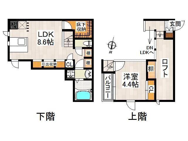 CB東大宮パサージュ(1LDK/1階)の間取り写真