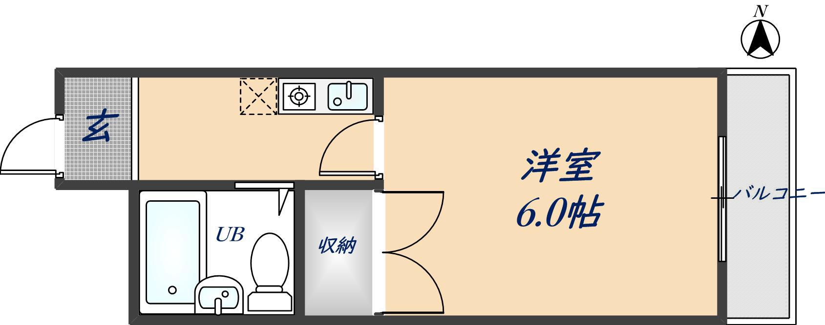 サンライズマンション(1K/2階)の間取り写真