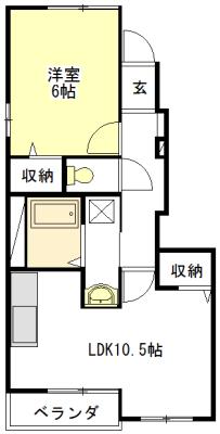 Y・Yロータス A・B棟(1LDK/1階)の間取り写真