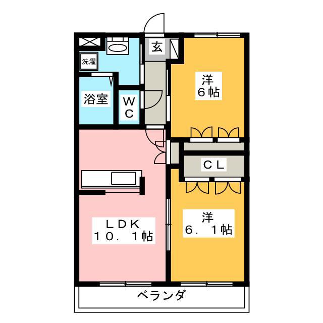 ふぁみーる A棟(2LDK/1階)の間取り写真