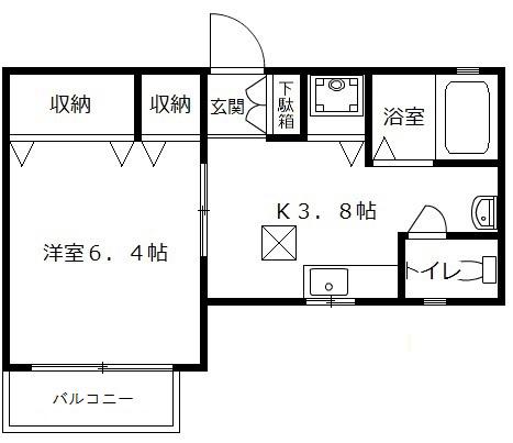 イデアーレ森(1K/2階)の間取り写真