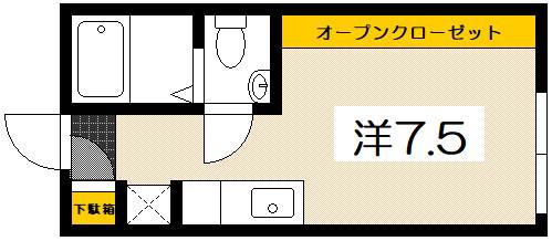 トワスール美の里(ワンルーム/2階)の間取り写真